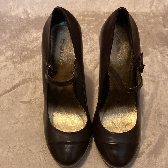 Bebe Brown Leather Mary Jane Heels - Picture 2 of 6
